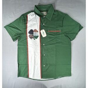 Royaura Hawaiian Button‎ Down Short Sleeve Shirt men's medium Clover St Patricks
